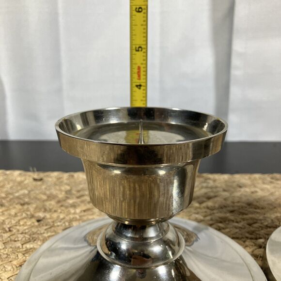 VTG Set Of 4 Towle Stainless Steel Weighted Candle Holders for Pillar Candles - Picture 3 of 9